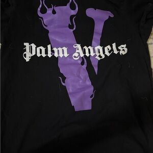 Palm Angels Black and Purple Graphic Tee